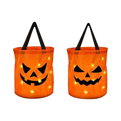 2 ks LED halloweenských tašek na sladkosti 12 palců vysoké 10 palců široké dýňový styl na baterie halloweenská párty