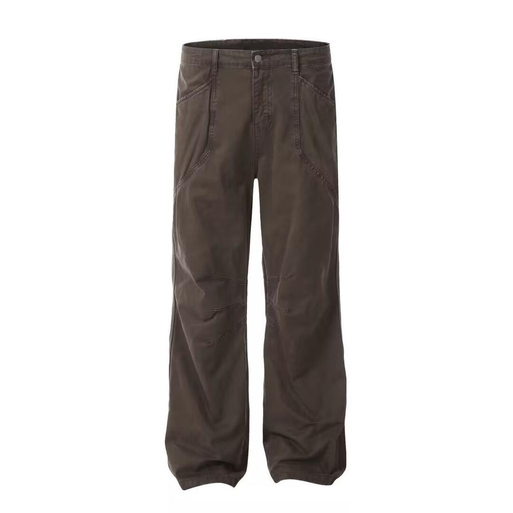 American overalls men's high street washed casual versatile trousers loose straight micro-pull trousers
