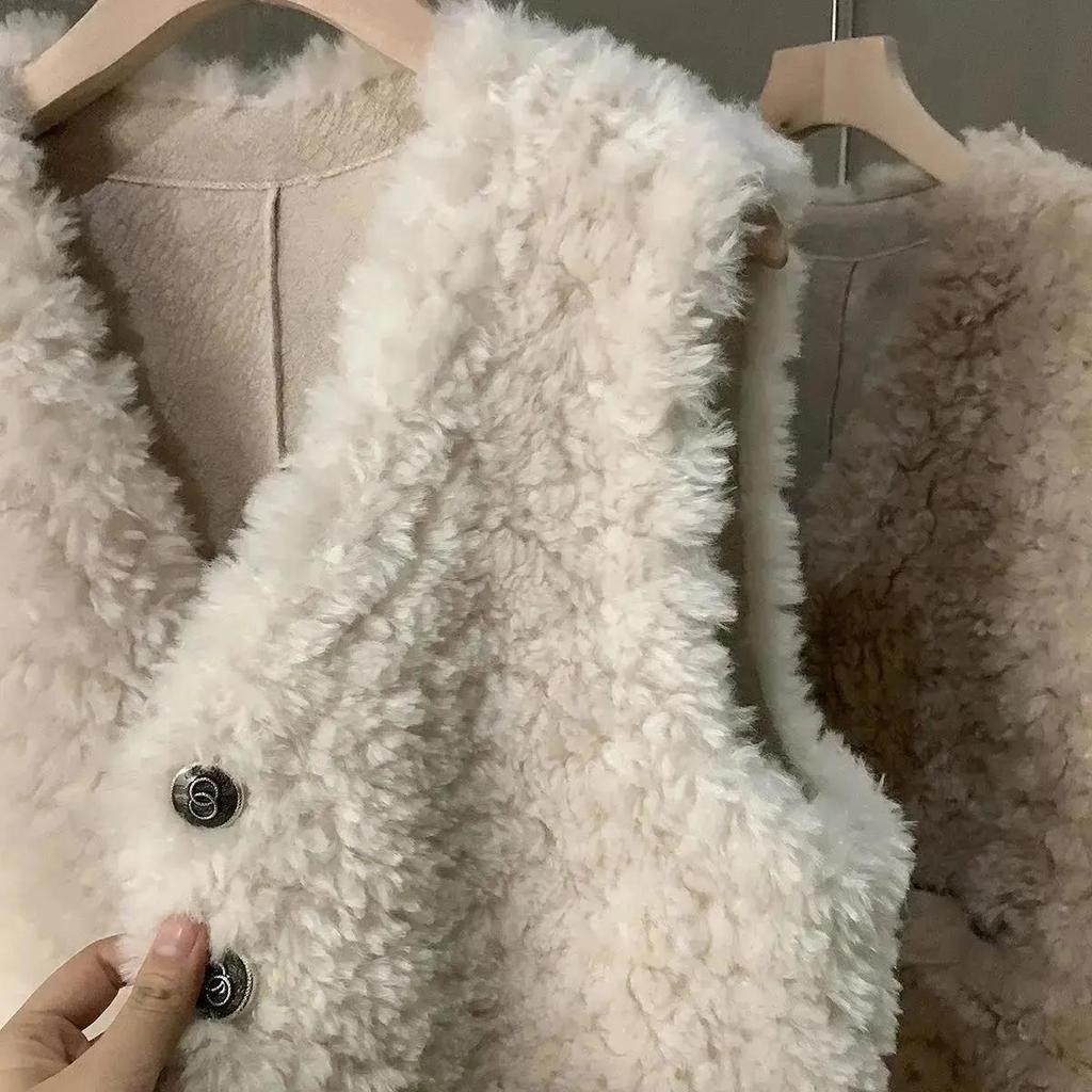 Women's Autumn Solid Color Temperament Lamb Wool Vest