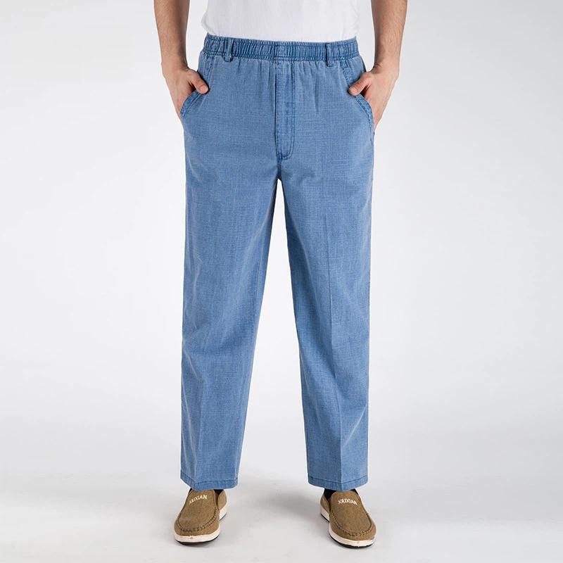 Men s Summer Thin Linen Pants, Loose High Waist Straight Leg Trousers, Breathable Cotton Linen Casual Pants For Middle-Aged & Elderly 4XL