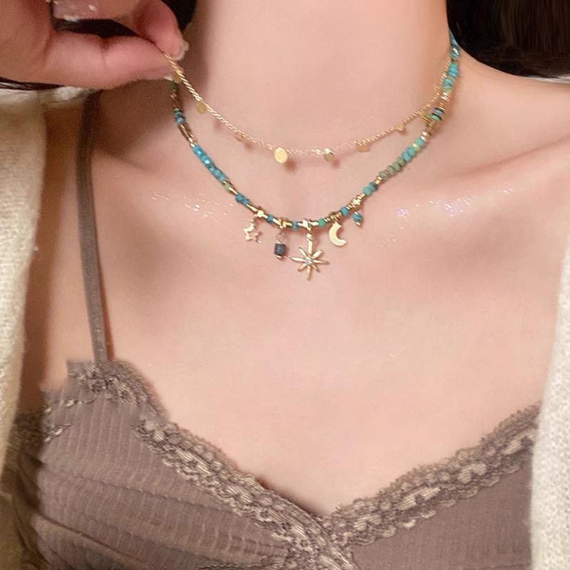 Vintage Natural Stone Beads Necklace Women'S Charm Mang Star Pendant Can Be Stacked Jewelry Gothic Jewelry Gifts