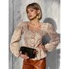 Fashion Women Shirt New Ladies Square-Neck Puff-Sleeve Women Blouse, Spring Girls Clothing