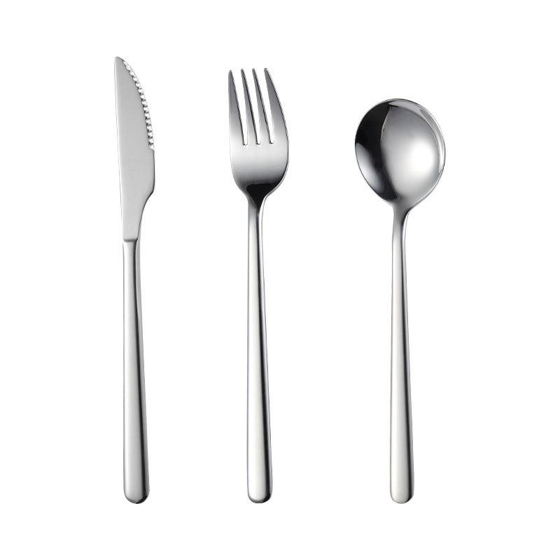 304 Stainless Steel Knife, Fork, Spoon, Western Food, Smooth Edge, Enhanced Quality, Portable Tableware, Round Spoon, Dessert Shop
