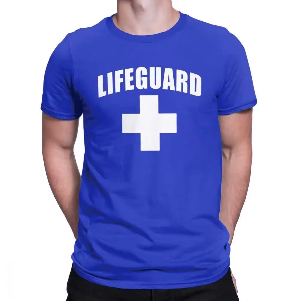 Funny Lifeguard T-Shirts Round Collar Cotton T Shirt Red Lifeguarding Unisex Uniform Tee Gift T-shirt Lightweight & Breathable for Cool Summer Outfits