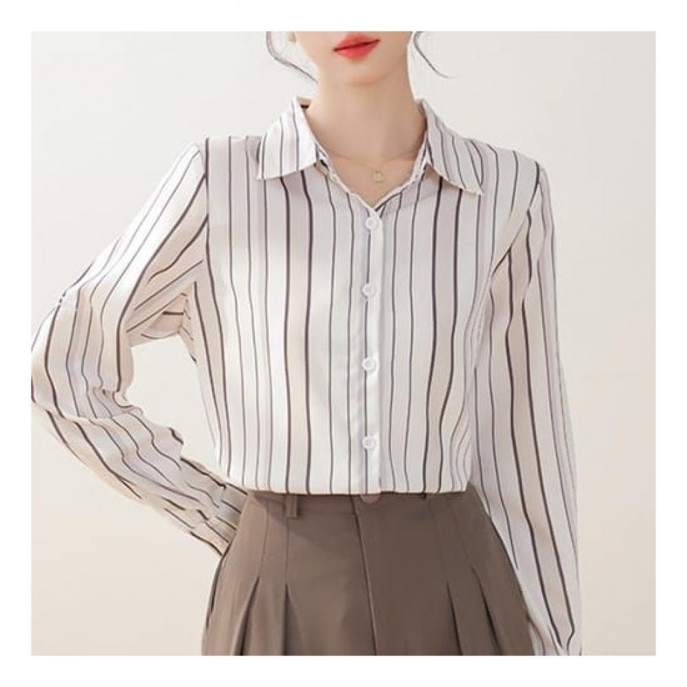 Navava Men S Clean Office Stripe Long Sleeve Shirt Nb2342