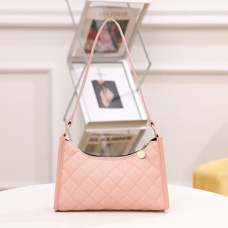 Women's Diamond Lattice Baguette Bag One-shoulder Crossbody Underarm Bag