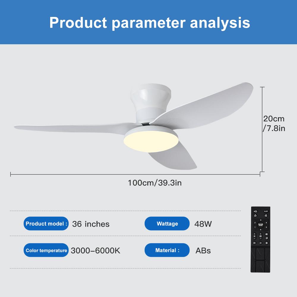 Bedroom fan light, ceiling fan light, high wind power ceiling, dining room, living room, household integrated ceiling, electric 31-40W чистый белый