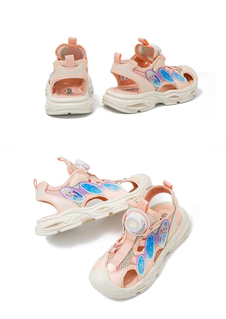 Disney Princess Elsa Baotou Sandals Summer Student Soft Bottom Knob Casual Beach Shoes