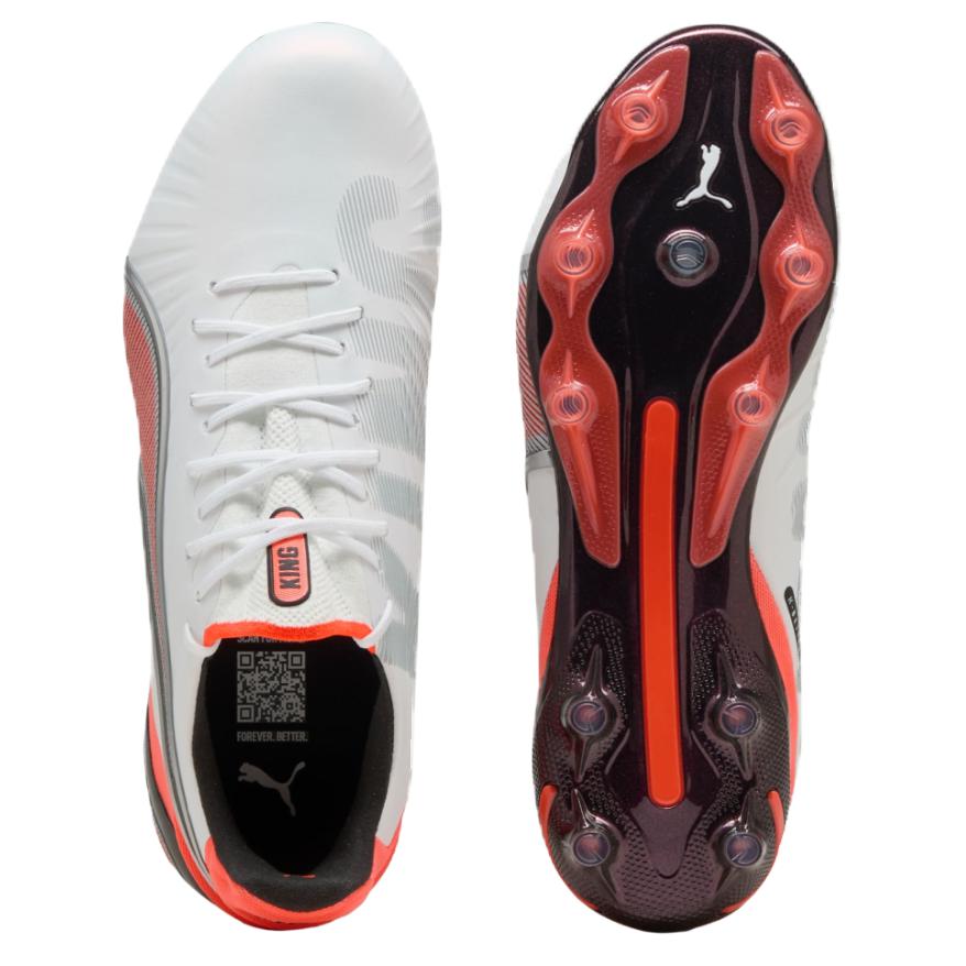 Puma King Ultimate FG AG Untamed Pack Unisex Sneakers White Silver Glowing-Red 108821-01