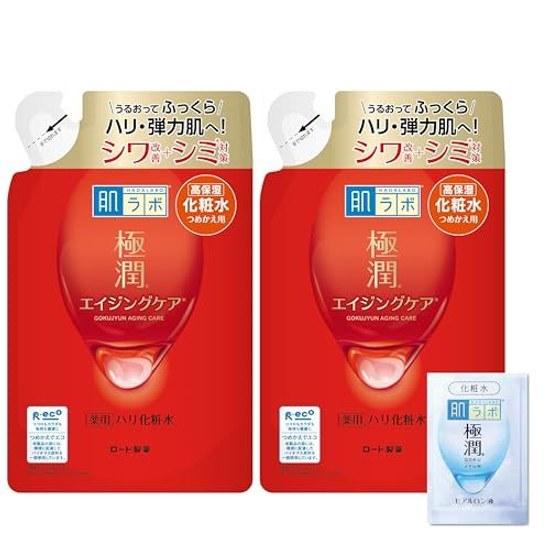 Hada Labo Gokujun Medicated Firming Lotion Refill 170mL x 2 Pack + Sachet Included Quasi-Drug