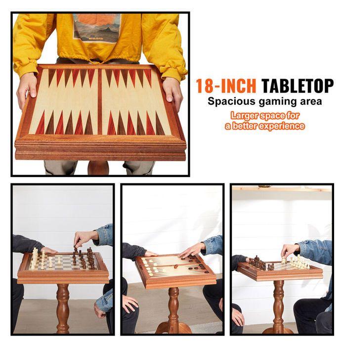 Brettspiel - BAZARLAND30 - 3-in-1 - Schach, Dame, Backgammon - Hartholz - 44 cm