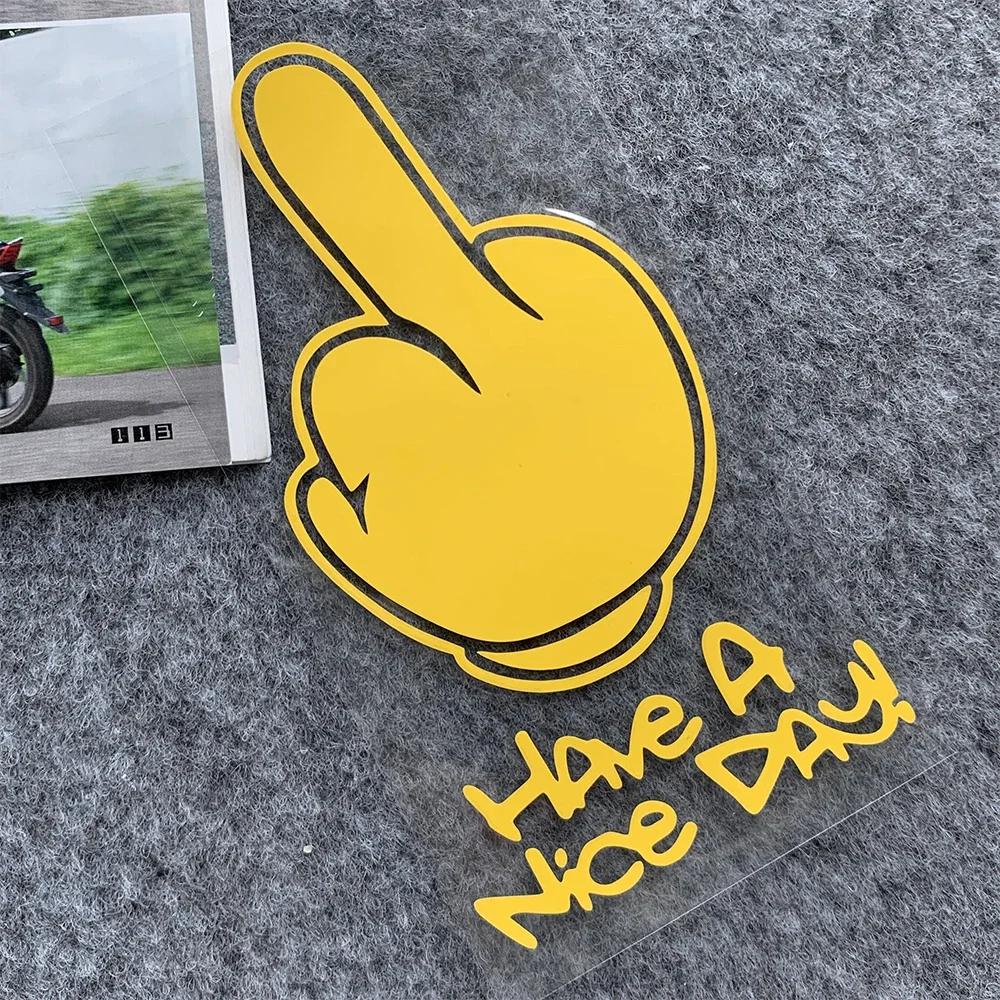 Motorcycle Stickers HAVe A Nice DAY ! Middle Finger Refletor Accessories Decals for Honda PCX125 Yamaha R1 Kawasaki Z900