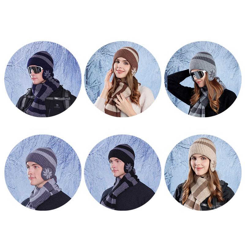 Wintermütze Schal Anzug Herren Damen Outdoor Winddicht Ohrenschutz Pullover Kaschmir Warm Gestrickte Wollmütze