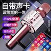 Wireless Bluetooth Karaoke Microphone with Sound Card, Portable All-in-One Microphone and Speaker, Mobile Phone Karaoke Device