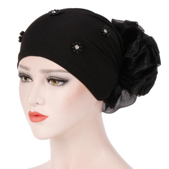 Muslim Women Faux Pearl Flower Hat Hijab Hair Loss Head Scarf Turban Cap Wrap