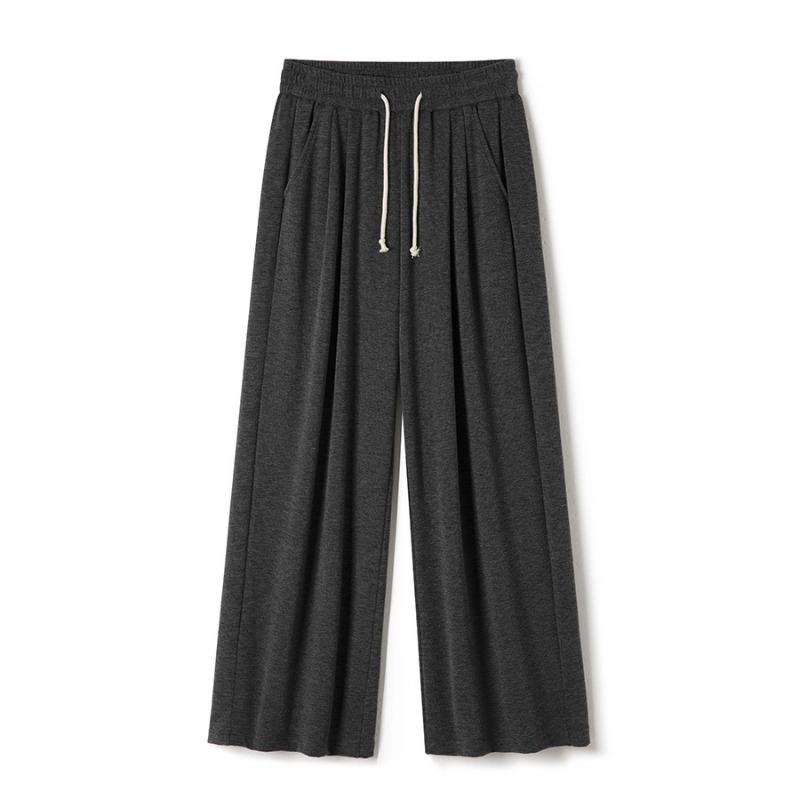 

Glutinous rice pants spring and autumn Yamamoto wide-leg pants women s high waist drape straight loose casual large tall pants high waist and thin M темно-серого