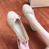 Doudou Shoes Women's 2025 Summer New One-pedal Outer Wear Fashion Casual Hollow Breathable Linen Round Head Sandals Women