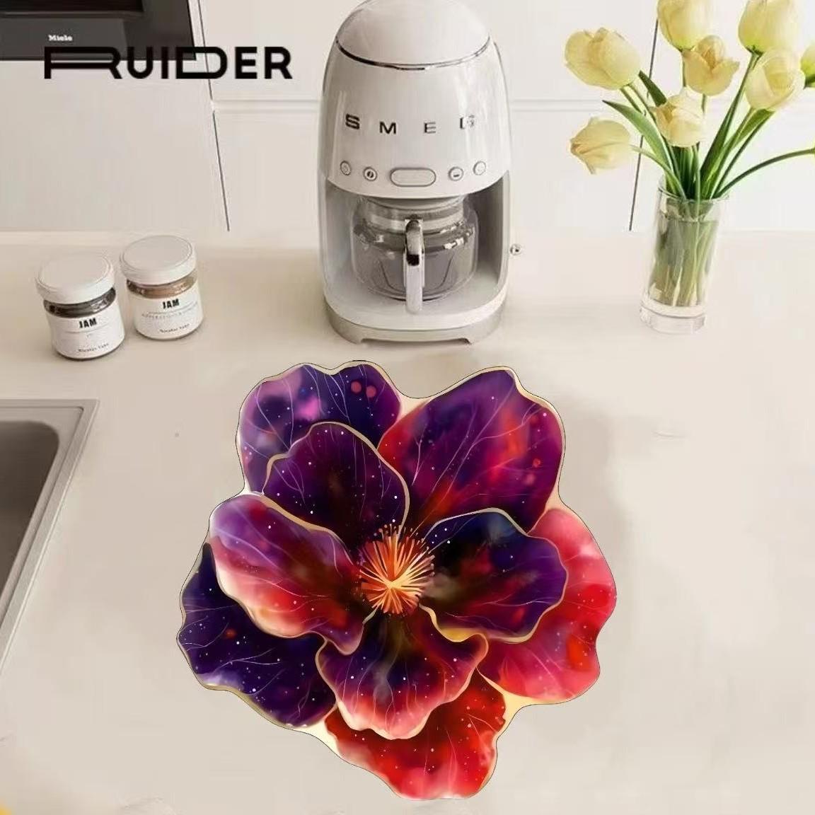 

3D Special-Shaped Flower Diatom Mud Absorbent Floor Mat Carpet Living Room Cloakroom Non-Slip Floor Mat Bedroom Bedside Carpet Diameter 60cm