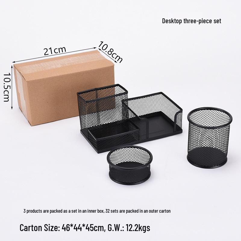 Iron Mesh Multifunctional Pen Holder - Creative Desktop Stationery Organizer for Office & Student Use