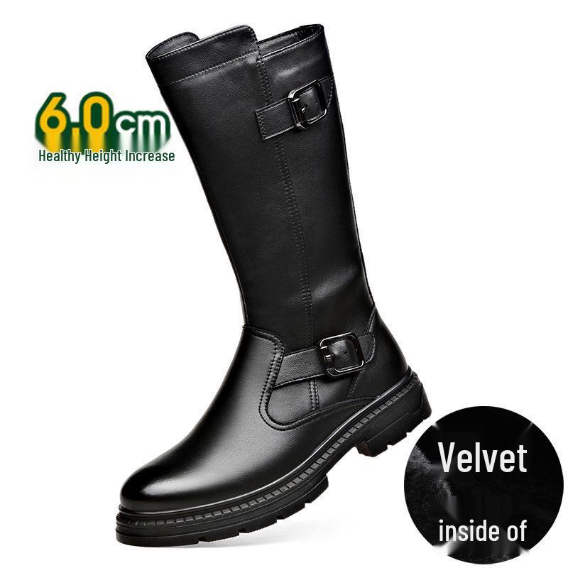 Men's High-Top Genuine Leather Equestrian Riding Boots - Winter Long Cowboy Style