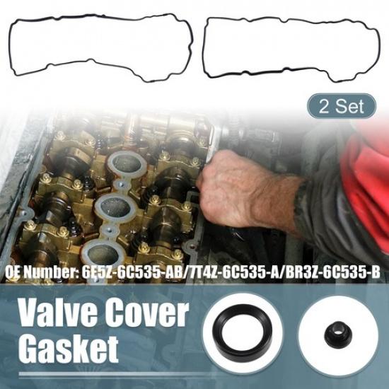 

2 Set Engine Valve Cover Gaskets Seals for Ford Explorer 2013- Black