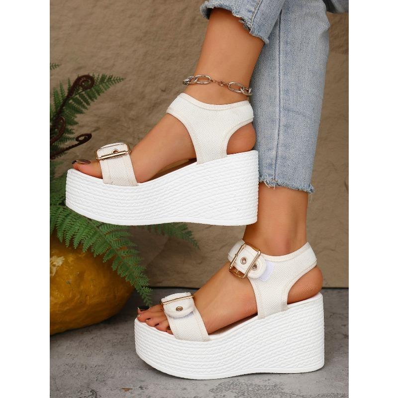 Women's Summer Wedge Heel Fashion Straw Peep Toe Casual Sandals Plus Size