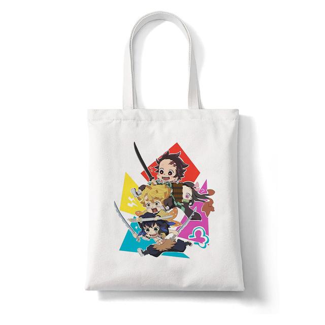 Demon Slayer Japan Anime Kimetsu No Yaiba Kamado Tanjirou Kabelky Taška cez rameno Nákupná kabelka Vysokokapacitná dámska plátená taška