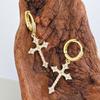 Sophisticated Small CZ Crosses Earrings Elegant Hoop Earrings With Diamonds Inlayed Crosses Pendant For Stylish Women