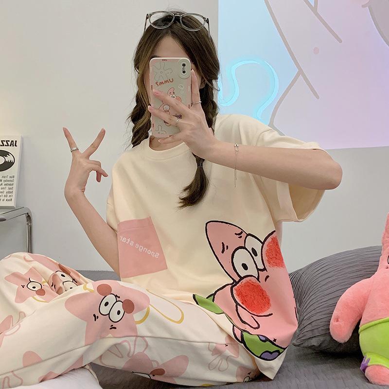 

Женская мода, пуловер с коротким рукавом и круглым вырезом, топ, клетчатые брюки, комплект, свободный удобный домашний наряд, одежда для сна, домашняя одежда, пижамы, 2 шт. 2XL