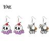 Creative Holiday Jewelry 1 Pair Acrylic Halloween Earrings for Women, 2D Flat Cute Cartoon Ghost Skull Dangle Drop Earrings, Gifts Costume Casual
