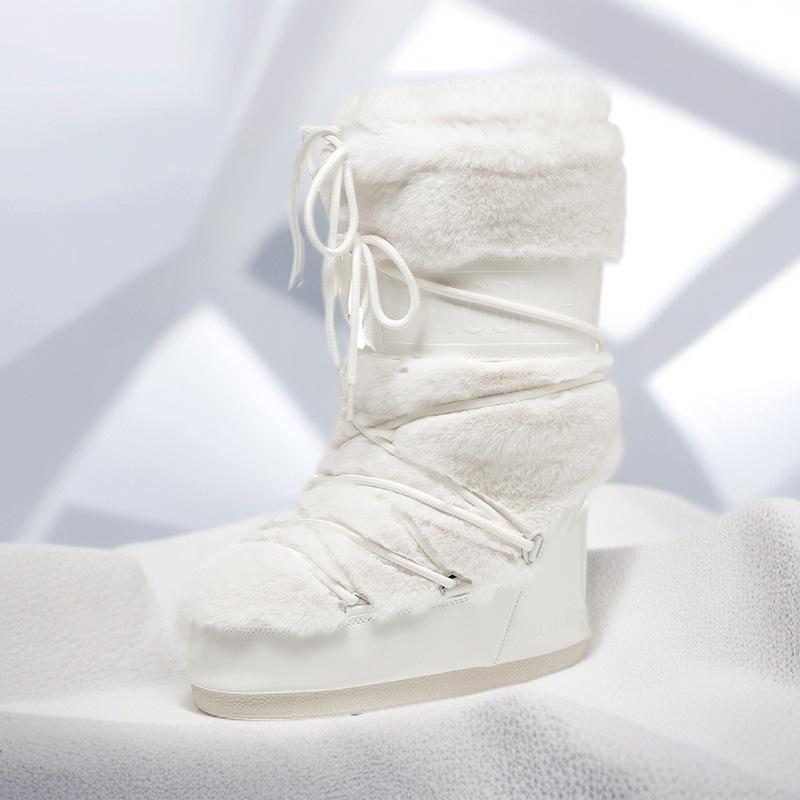 Módne snehule 2025 zima nové zamatové termálne rukávy bavlnené čižmy protišmykové a oteruvzdorné popruhy chlebíčkové čižmy