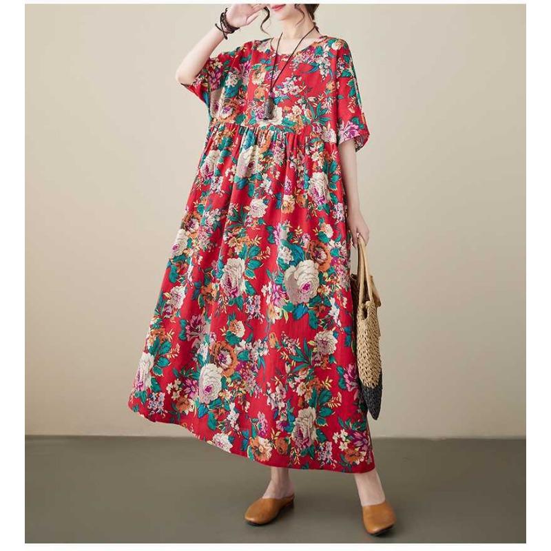 Summer Literary Plus Size Plus Flower Bohemian Skirt