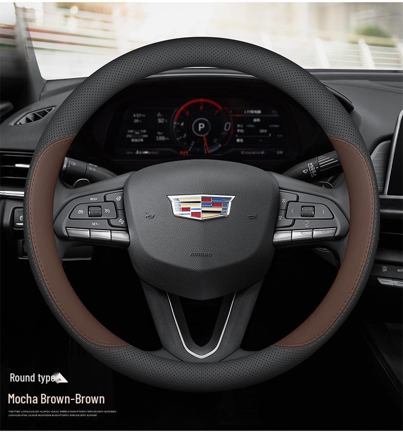 Ultra-thin Genuine Leather Steering Wheel Cover for Cadillac CT5, XT5, XT4, GT4, XT6, CT6
