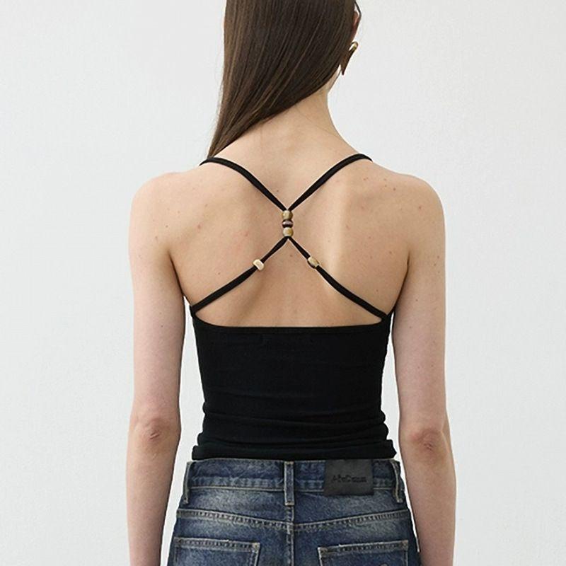 

European and American Large Backless Cross Halter Top Containing Chest Pad Sling Beauty Back Sports Underwear Women Yoga Bra Quick-Drying Elastic Black S