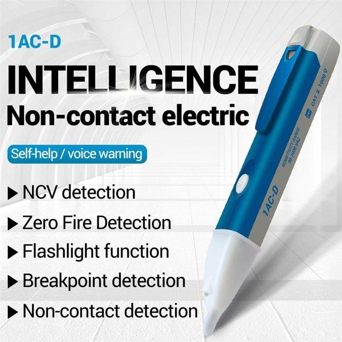 Testeur de tension - AIMOONSA - Stylo sans contact - Piles - Durable - Bleu
