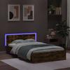 VidaXL Bed Frame with Headboard and LED Smoked Oak 120x190 Cm 3207641