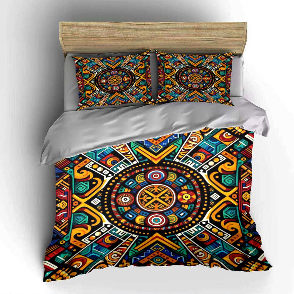 Colorful Geometric Boho Style Bedding Set Bedding Set (1 Duvet Cover, 2 Pillowcases, Duvet Not Included)