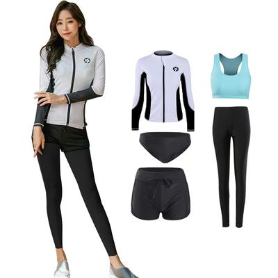 YFMAYI Women's Rash Guard Swimsuit, Fitness, UV Protection, Sweat-Wicking, Quick-Drying, Amphibious, 5-Piece Set