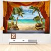 Imitation Window Coconut Tree Landscape Tapestry Wall Hanging Natural Art Landscape Bohemian Bedroom Living Room Home Decor