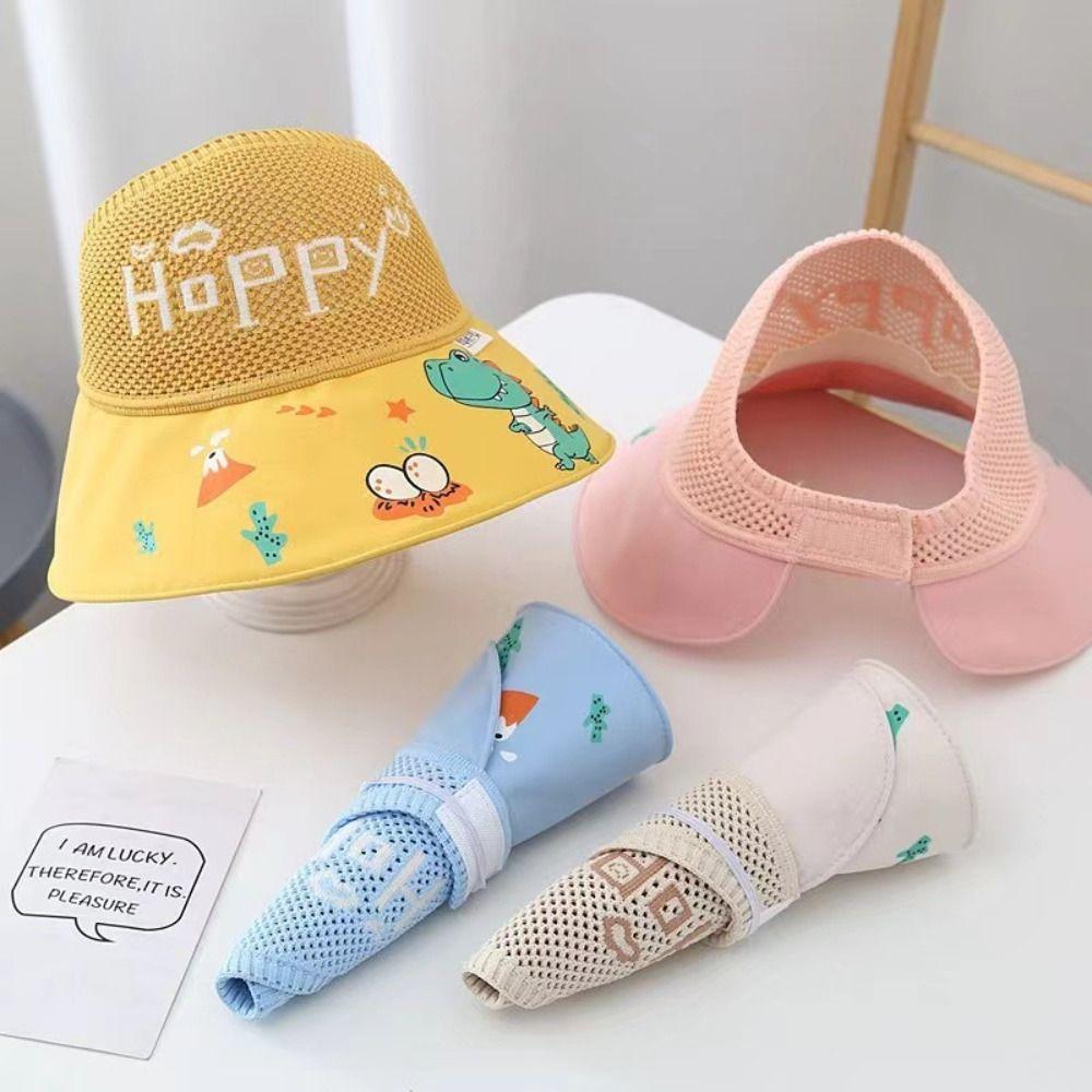 

Anti UV Protection Summer Baby Sunhat Empty Top Kids Beach Cap Travel Flap Cap рожевий