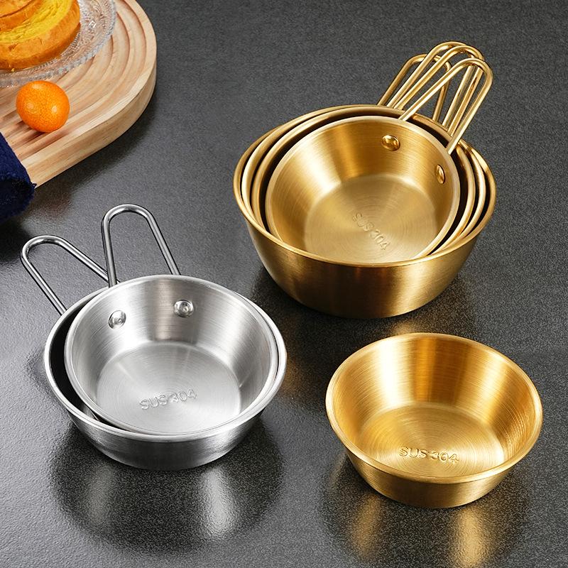 304Stainless Steel Household Korean Cuisine Bowl With Handle Rice Wine Bowls Sauce Seasoning Dish Food Serving Kitchen Tableware