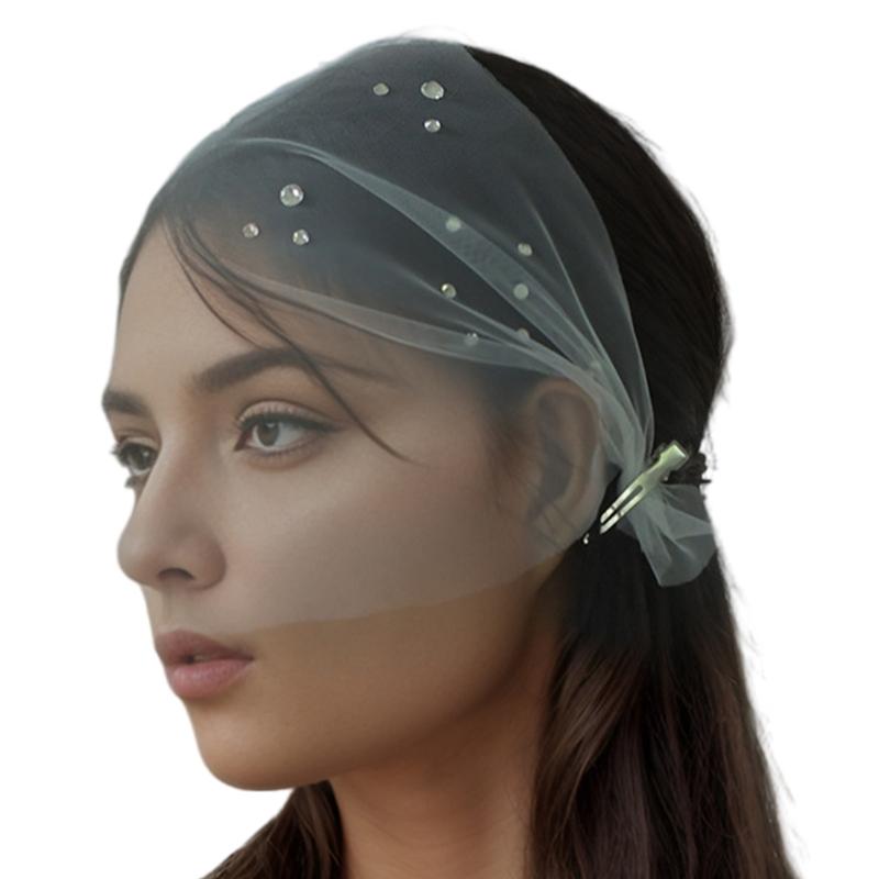 

Crystal Headpiece Veil Hair Clip Bride Headwear Hair Clip Gorgeous Veil Hair Clip for School Play Accessories 1 білий