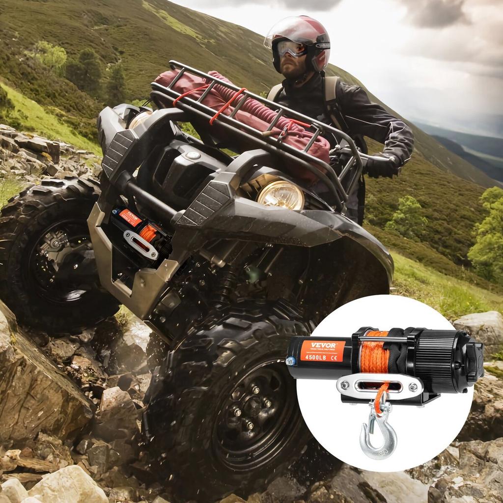 Elektrische Winde ATV UTV 4500 lb Synthetikseil Wasserdichte Fernbedienung