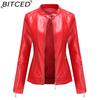 BITCED Fashion Women's PU Leather Short Jacket with Stand Collar Lightweight Spring/Autumn Leather Jacket