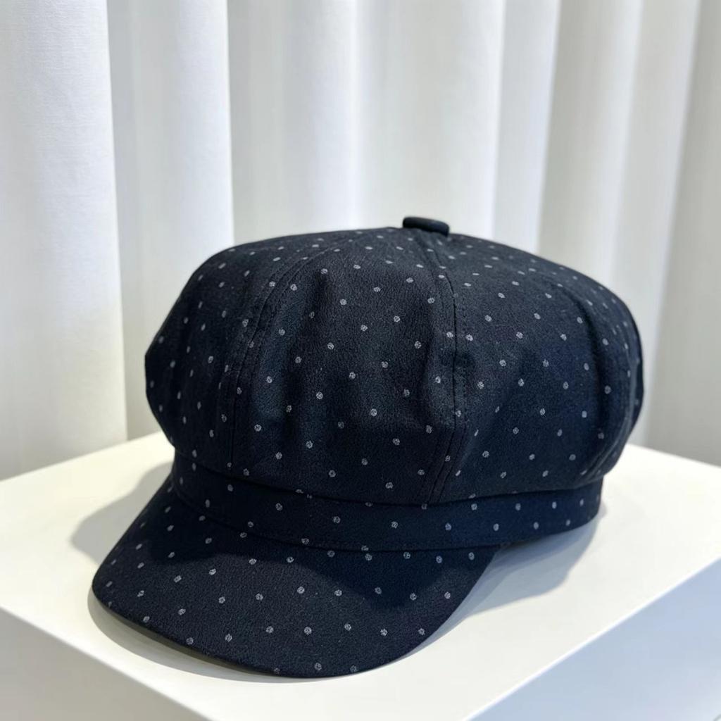 New spring and autumn retro polka dot student octagonal hat women's fashion versatile face small beret painter hat tide