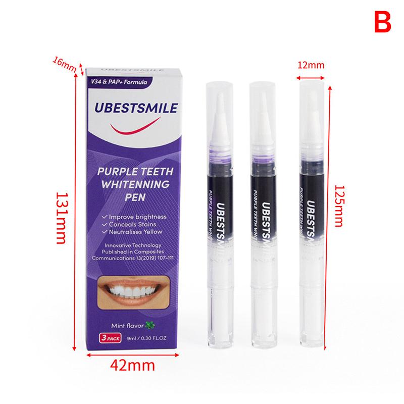 3 Pcs Purple Instant Teeth Whitening Pen Tartar Toothpaste Oral Hygiene Cleaning Teeth Stain No Sensitivity Whitening Tool Teeth B