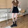 Summer 2024 Women's Black High-Waist Pleated Midi Skirt - Slimming Casual A-Line Bodycon