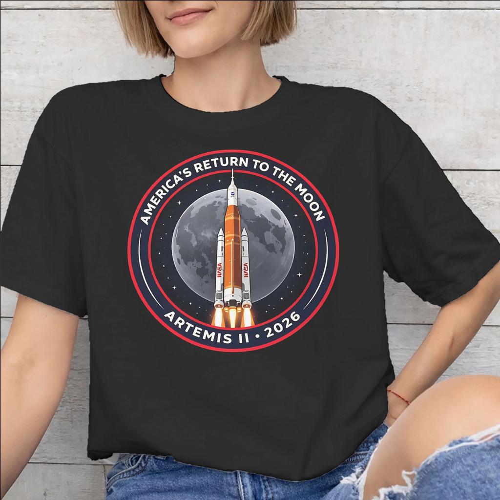 Back To the Moon 2026 Artemis II Tee Shirt for Men Women Graphic Print T Shirts Cotton Clothing
