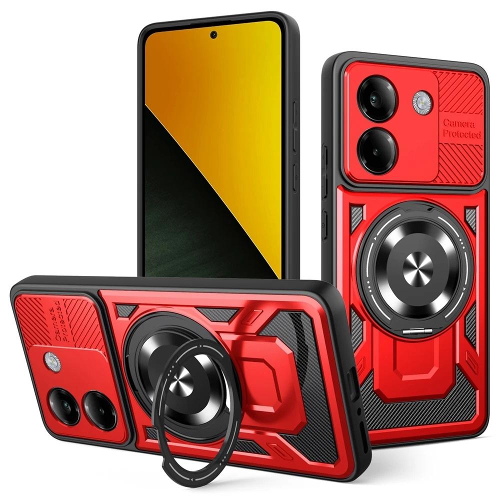 For Magsafe Magnetic Ring Armor Case For Xiaomi Poco M7 Pro Poko Little M7Pro 5G Wireless Charging Shockproof Cover