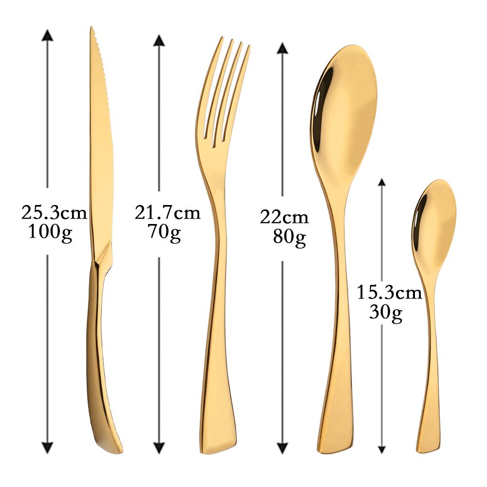 304 Stainless Steel 24Pcs/Set Gold Dinnerware Set Steak Knife Fork Coffee Spoon Cutlery Set Kitchen Tableware Silverware Set